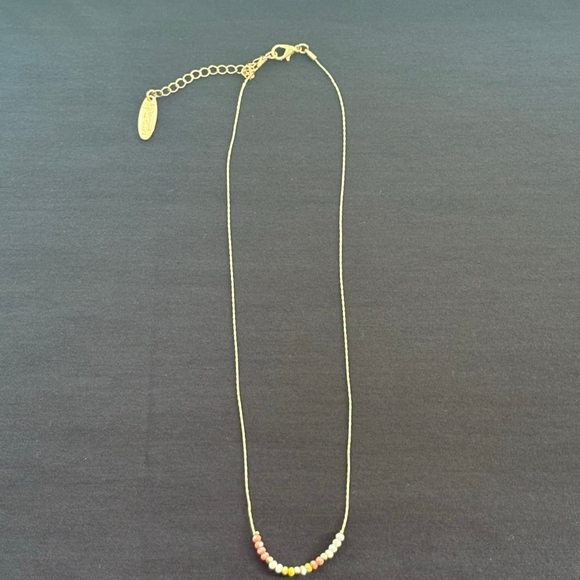 Plunder Gold Tone Multicolor Beaded Necklace One Size - Picture 4 of 5